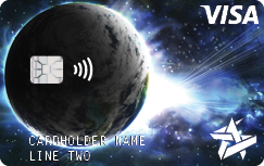 Space Age on demand card Planet Blue example