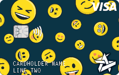 Space Age on demand card Emojis on a dark background example