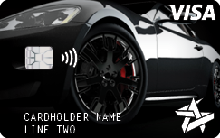 Space Age on demand card Black High Shine Sports Car example