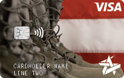Space Age on demand card Combat Boots with a US Flag Background example